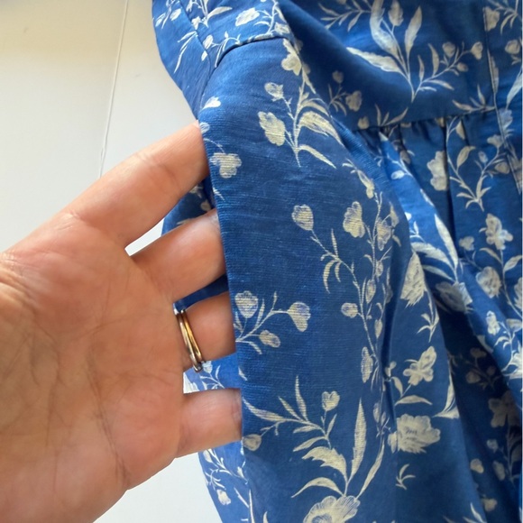 Tuckernuck Dress Womens Large Blue Floral Toile Long Slv Shift - Picture 9 of 14